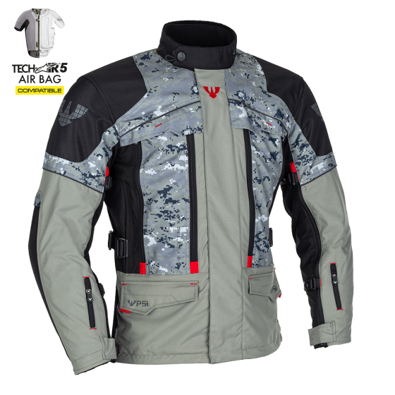 Bunda PSí MADERA textilní pánská šedá/černá/čevená