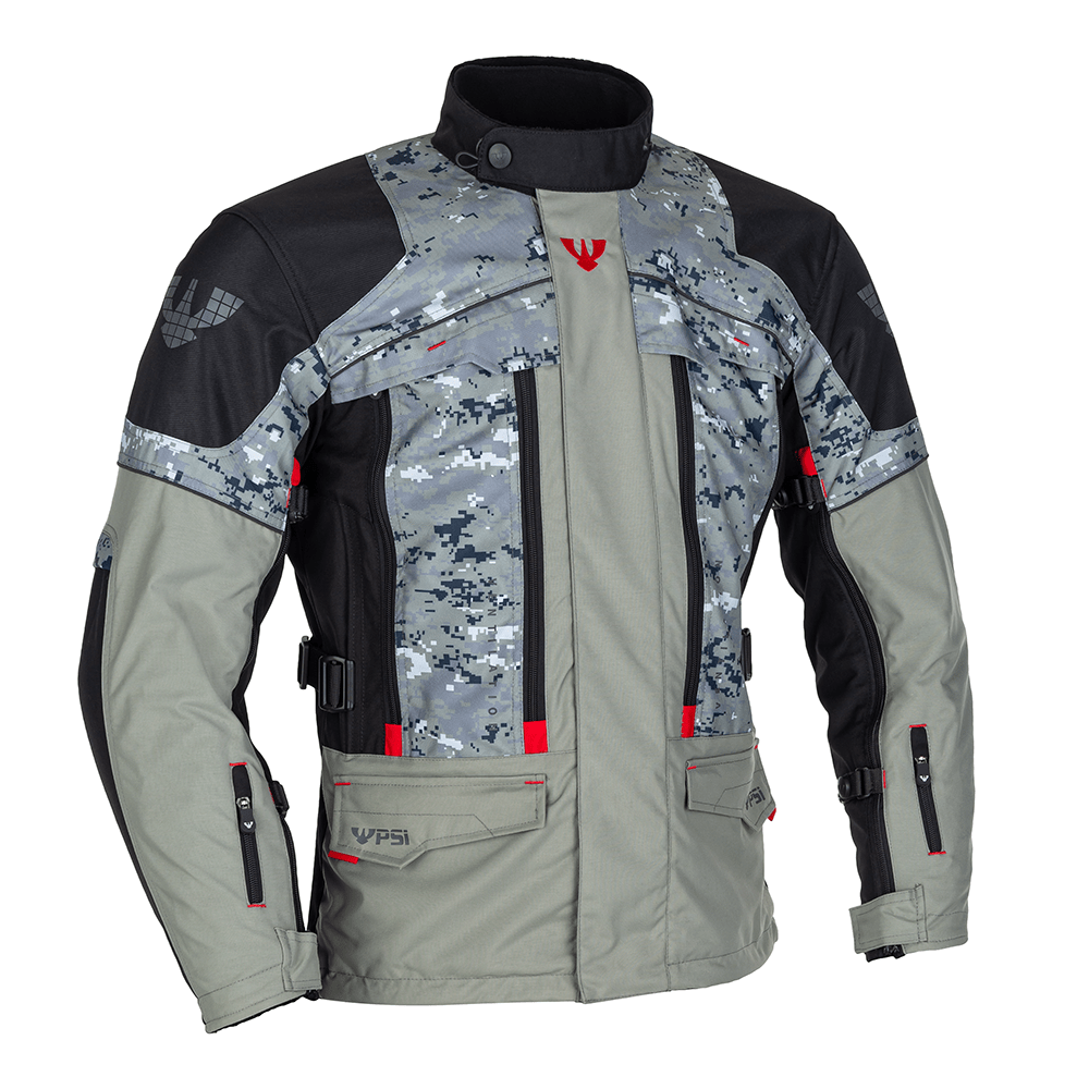 Bunda PSí MADERA textilní pánská šedá/černá/čevená