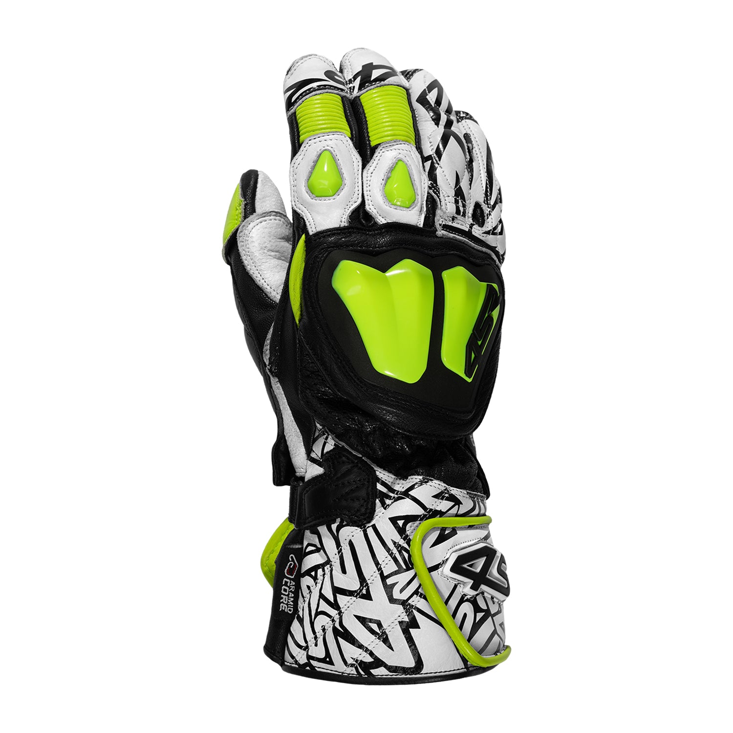 Rukavice 4SR RR Aramid Core White fluo žlutá-černá-bílá