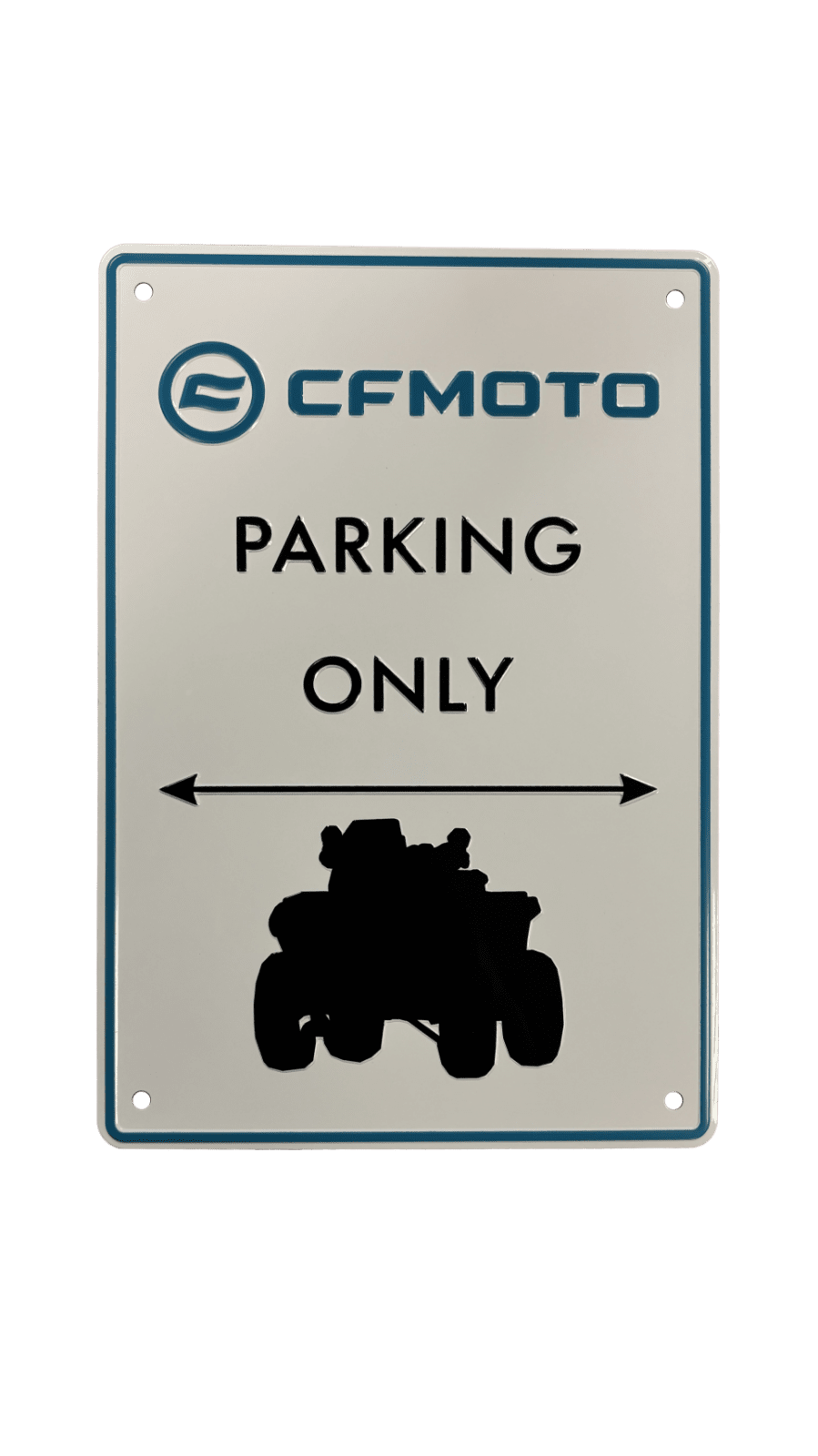 Plechová cedule CFMOTO ATV Parking bílá