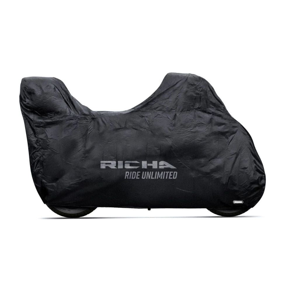 Plachta na motorku RICHA  černo/stříbrná/KUFR