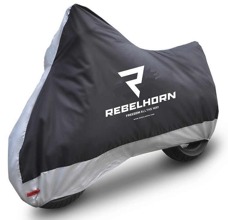 Plachta na motorku REBELHORN COVER II černo/stříbrná
